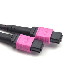 Fibermall製 MPO メス - MPO メス 12芯 OM4 マルチモード エリートトランクケーブル(12芯、タイプB、LSZH、マゼンタ)