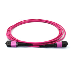 Fibermall製 MPO メス - MPO メス 12芯 OM4 マルチモード エリートトランクケーブル(12芯、タイプB、LSZH、マゼンタ)