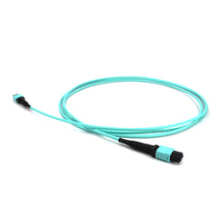 Fibermall製 MPO メス - MPO メス 12芯 OM3 50/125 マルチモードトランクケーブル(LSZH、水色)