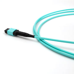 Fibermall製 MPO メス - MPO メス 12芯 OM3 50/125 マルチモードトランクケーブル(LSZH、水色)