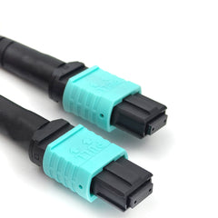Fibermall製 MPO メス - MPO メス 12芯 OM3 50/125 マルチモードトランクケーブル(LSZH、水色)