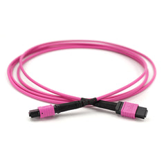 Fibermall製 MPO メス - MPO メス 16芯 OM4 50/125 マルチモードトランクケーブル(タイプB、LSZH、マゼンタ)