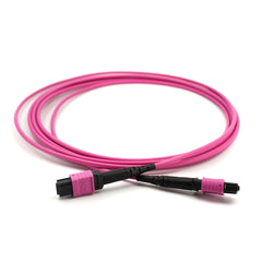 Fibermall製 MPO メス - MPO メス 16芯 OM4 50/125 マルチモードトランクケーブル(タイプB、LSZH、マゼンタ)