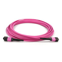 Fibermall製 MPO メス - MPO メス 16芯 OM4 50/125 マルチモードトランクケーブル(タイプB、LSZH、マゼンタ)