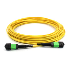 Fibermall製 MPO メス - MPO メス 16芯 OS2 シングルモード エリートトランクケーブル(16芯、タイプB、LSZH、黄色)