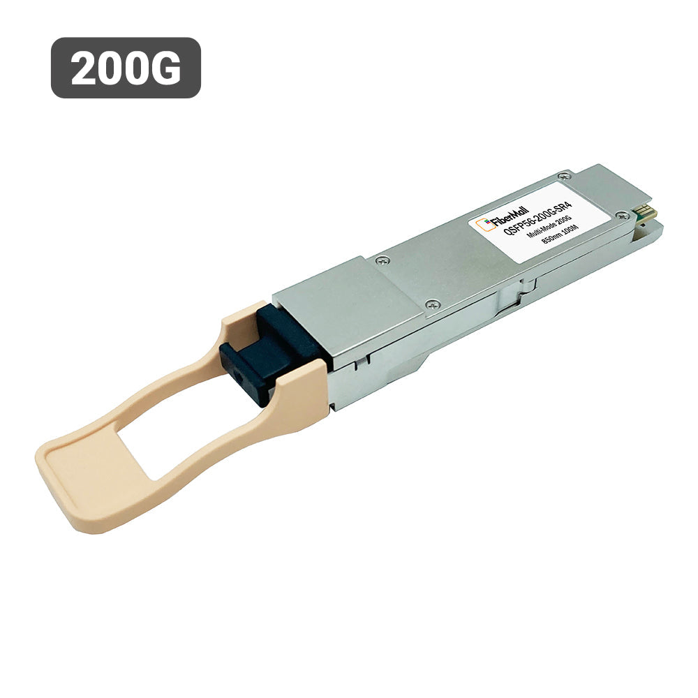 光モジュール Fibermall製 NVIDIA Ethernet MMA1T00-VS 互換 200GBASE-SR4 QSFP56光モジュール(850nm 100m DOM MTP/MPO-12 APC MMF) 3年保証