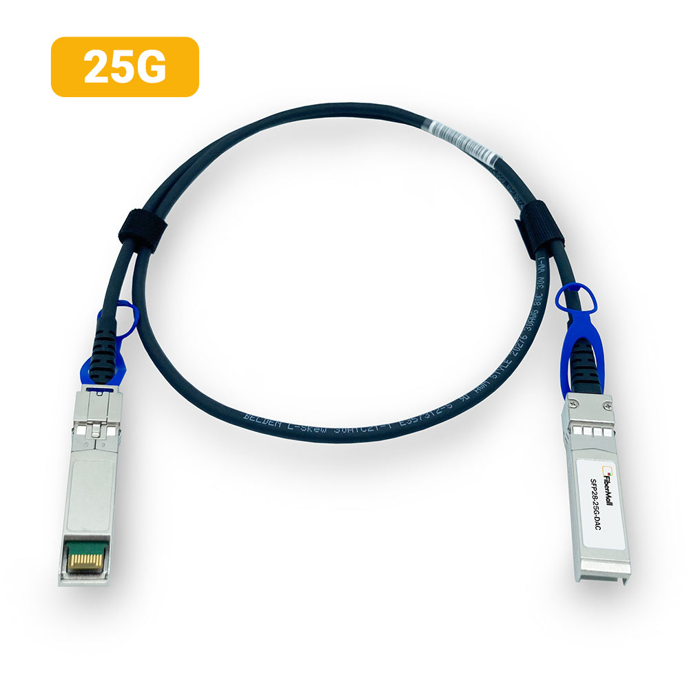 Fibermall製 1m(3ft) 25G SFP28パッシブダイレクトアタッチ銅製Twinax ケーブル(DAC) 3年保証