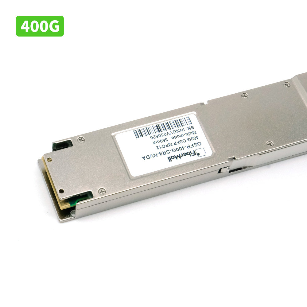 OSFP 光モジュール Fibermall製 NVIDIA InfiniBand MMA4Z00-NS400互換 OSFP 400G SR4光モジュール(PAM4 850nm 50m DOM MPO-12/APC NDR MMF フラットトップ) 3年保証